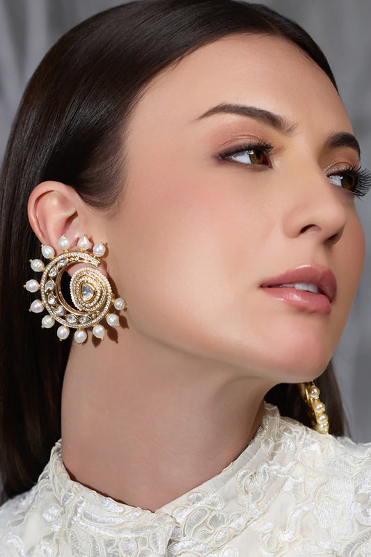 Shaan Kundan Embellished Chandbalis 