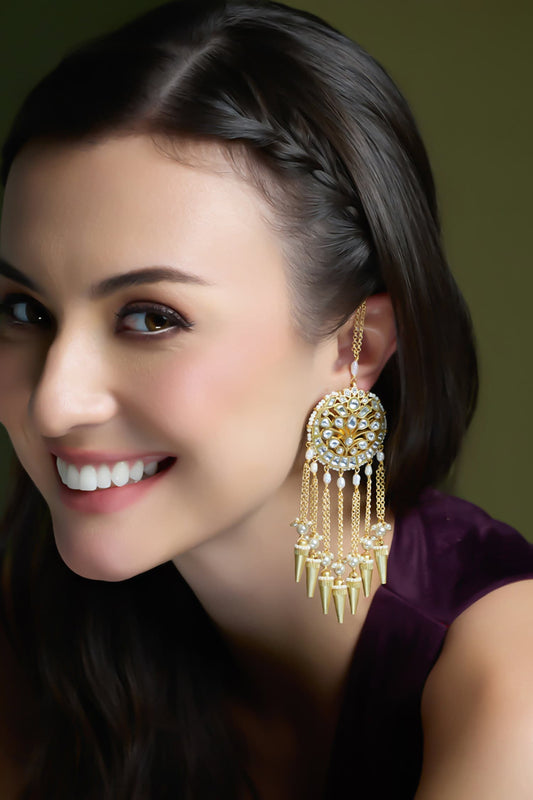 Zaria Kundan Embellished Drop Earrings 