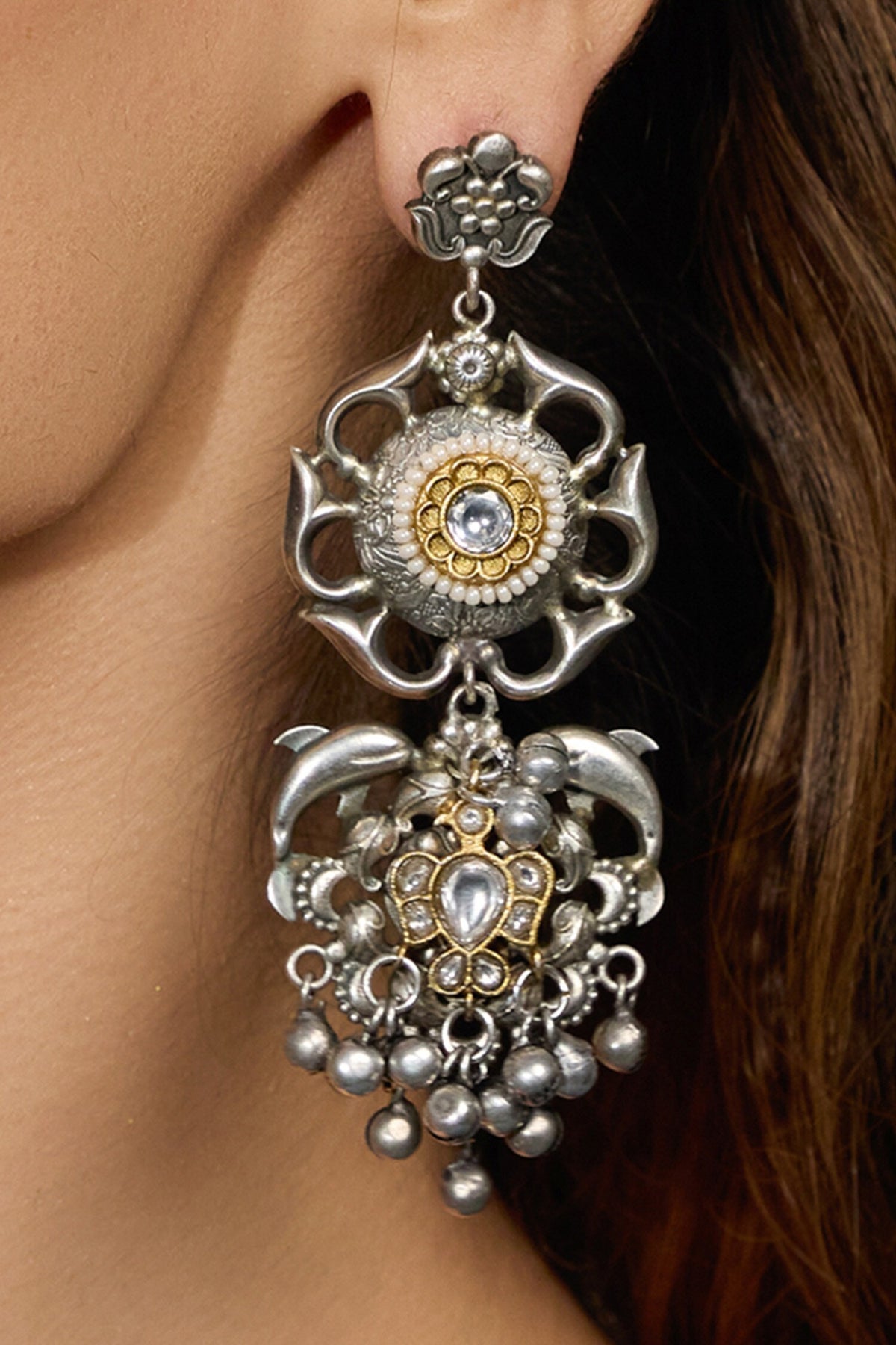 Oxidized Silver Dangler Earrings 