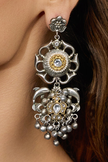 Oxidized Silver Dangler Earrings 