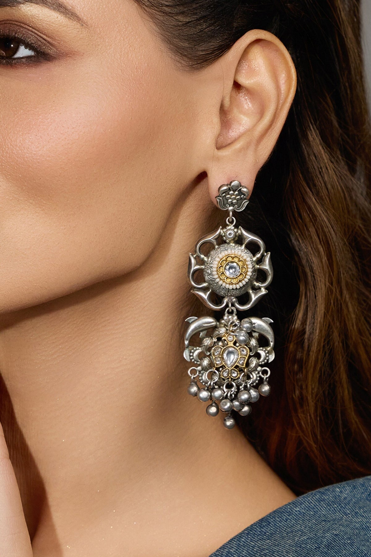 Oxidized Silver Dangler Earrings 