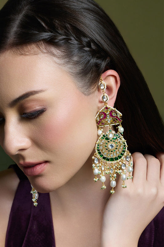 Royale Kundan Embellished Chandbali Earrings 