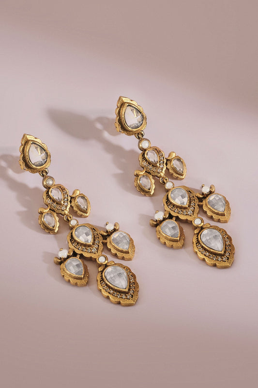Jahanzeb Zircon Embellished Drop Earrings 
