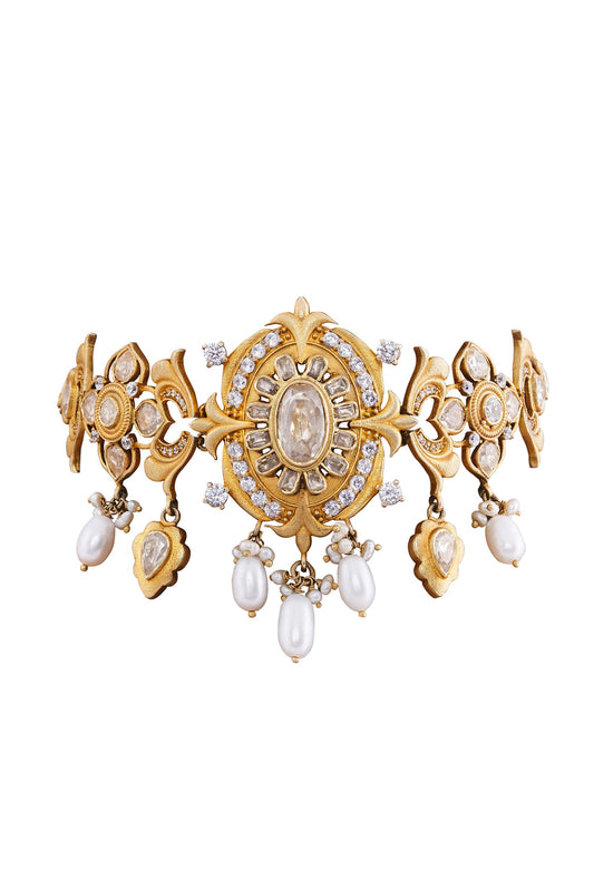 Manasvita Zircon & Pearl Embellished Choker 