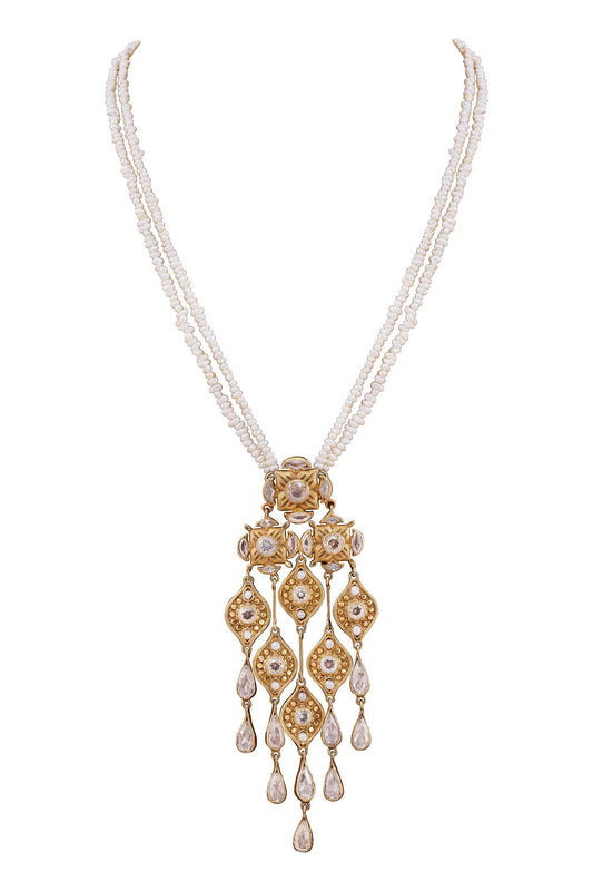 Kashaf Zircon & Pearl Embellished Necklace 