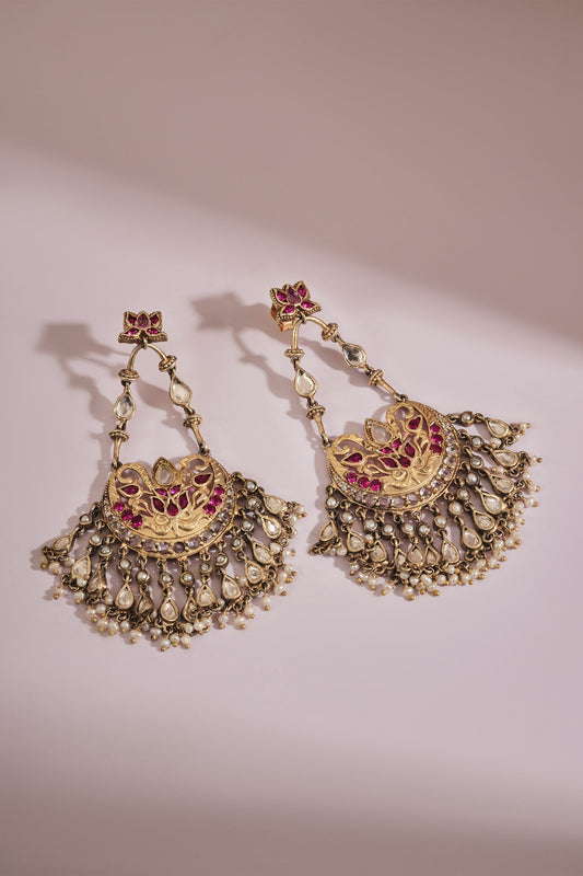 Dakshi Zircon & Pearl Embellished Drop Earrings 