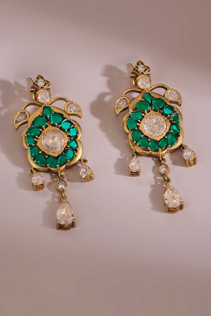 Mehvash Zircon & Gold Polish Drop Earrings 