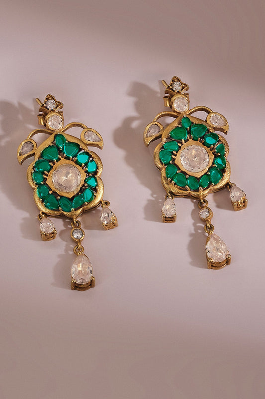 Mehvash Zircon & Gold Polish Drop Earrings 