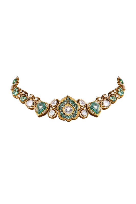 Gulbano Zircon Stone Embellished Choker Necklace 