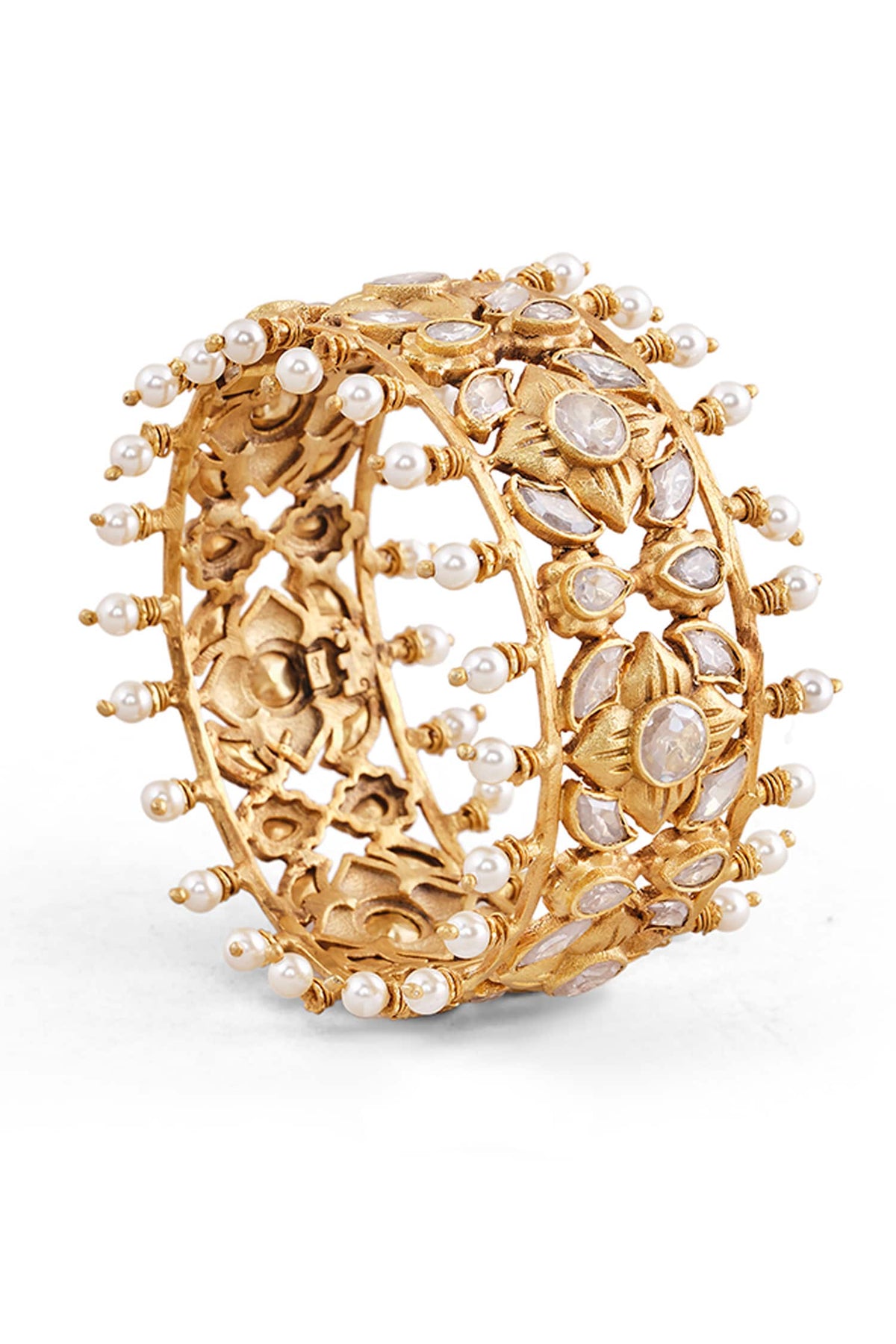 Ruhoi Zircon & Pearl Embellished Bangle 