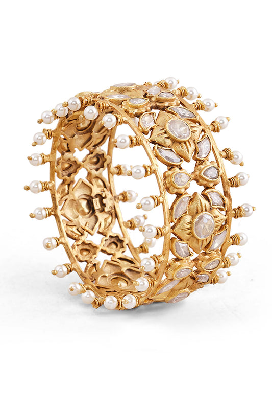 Ruhoi Zircon & Pearl Embellished Bangle 