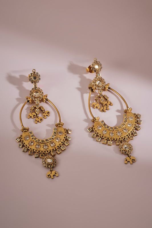 The Mini Haathi Charm Haathi Charm Zircon Embellished Earrings 
