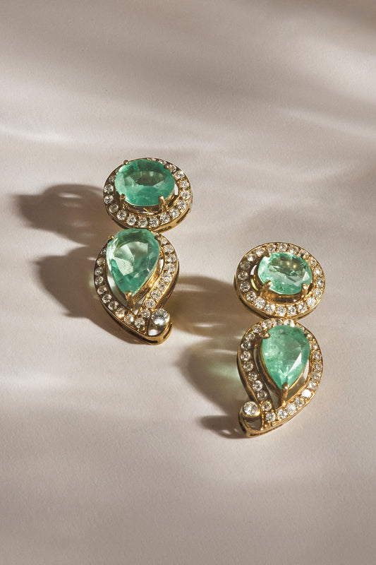 Zarif Zircon & Gold Polish Drop Earrings 