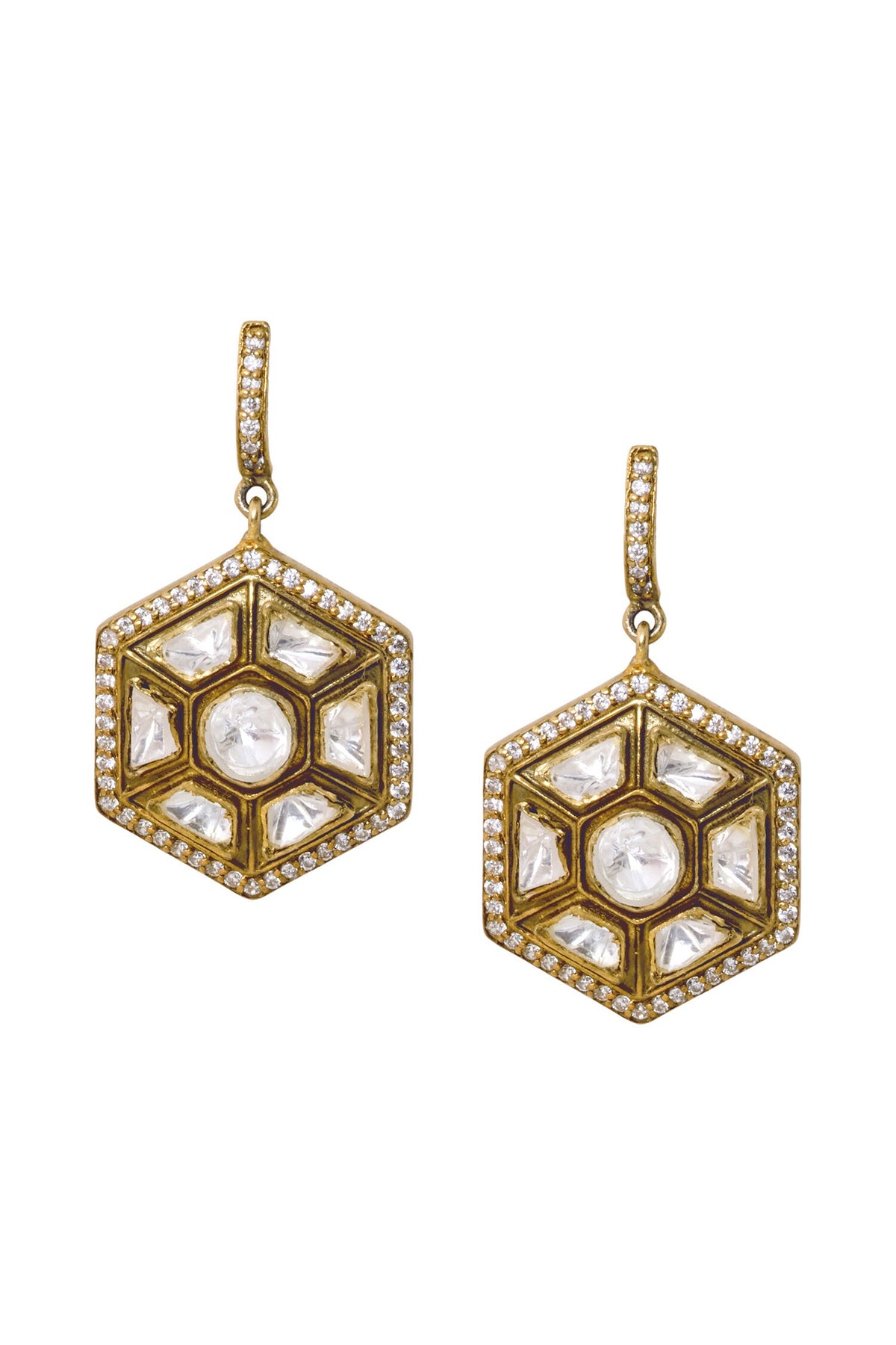 Anzila Moissanite Hexagon Drop Earrings 