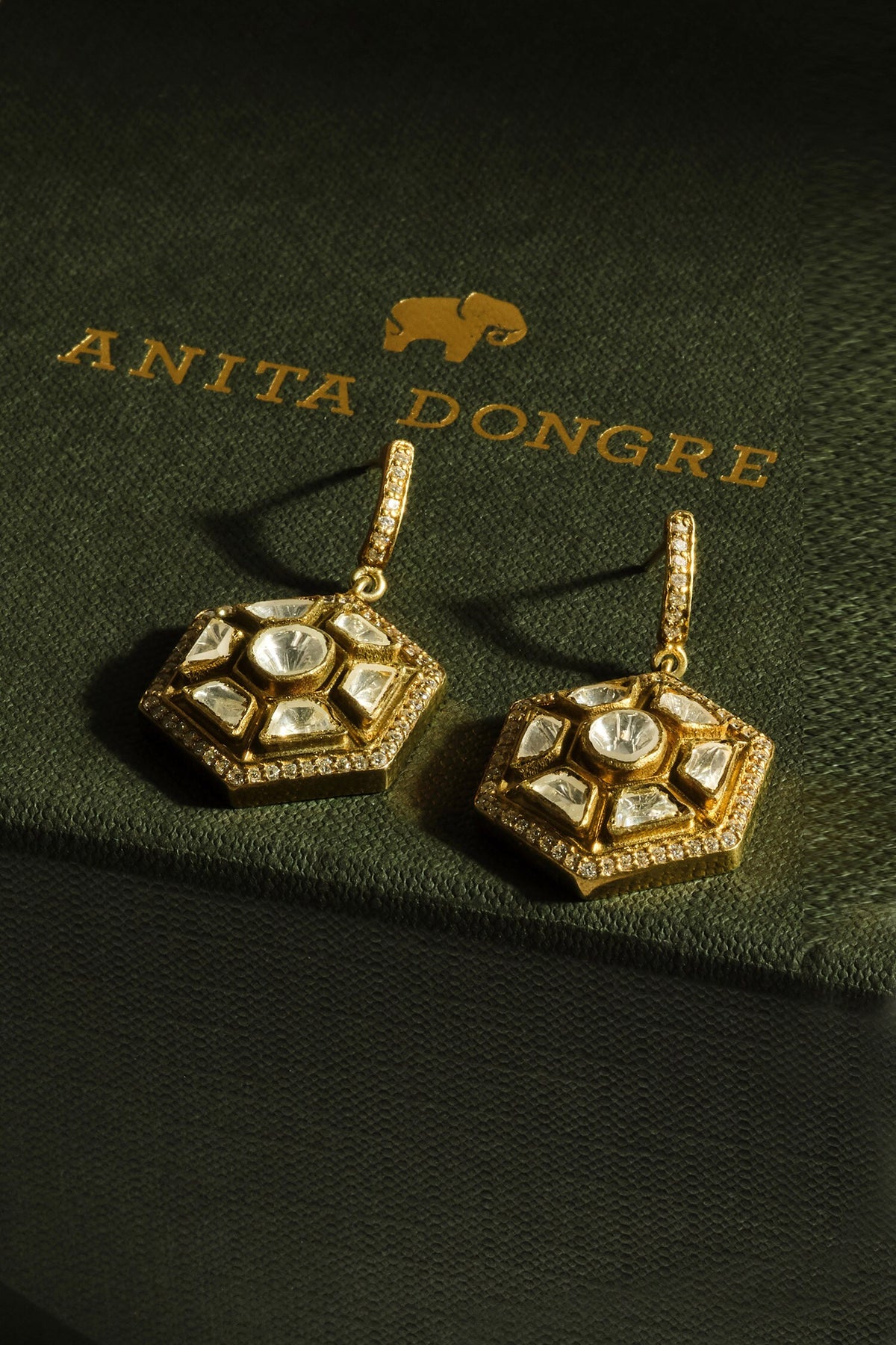 Anzila Moissanite Hexagon Drop Earrings 