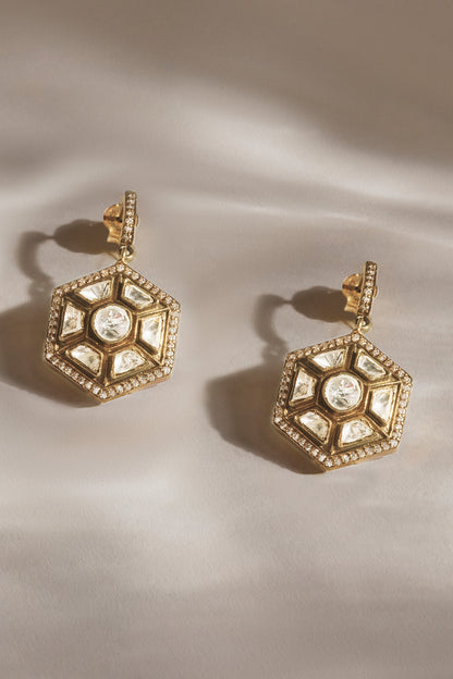 Anzila Moissanite Hexagon Drop Earrings 