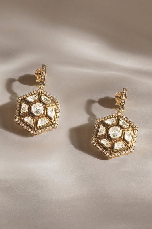 Anzila Moissanite Hexagon Drop Earrings 
