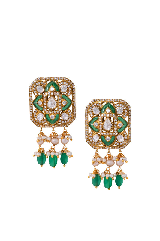 Novera Zircon & Pearl Drop Earrings 