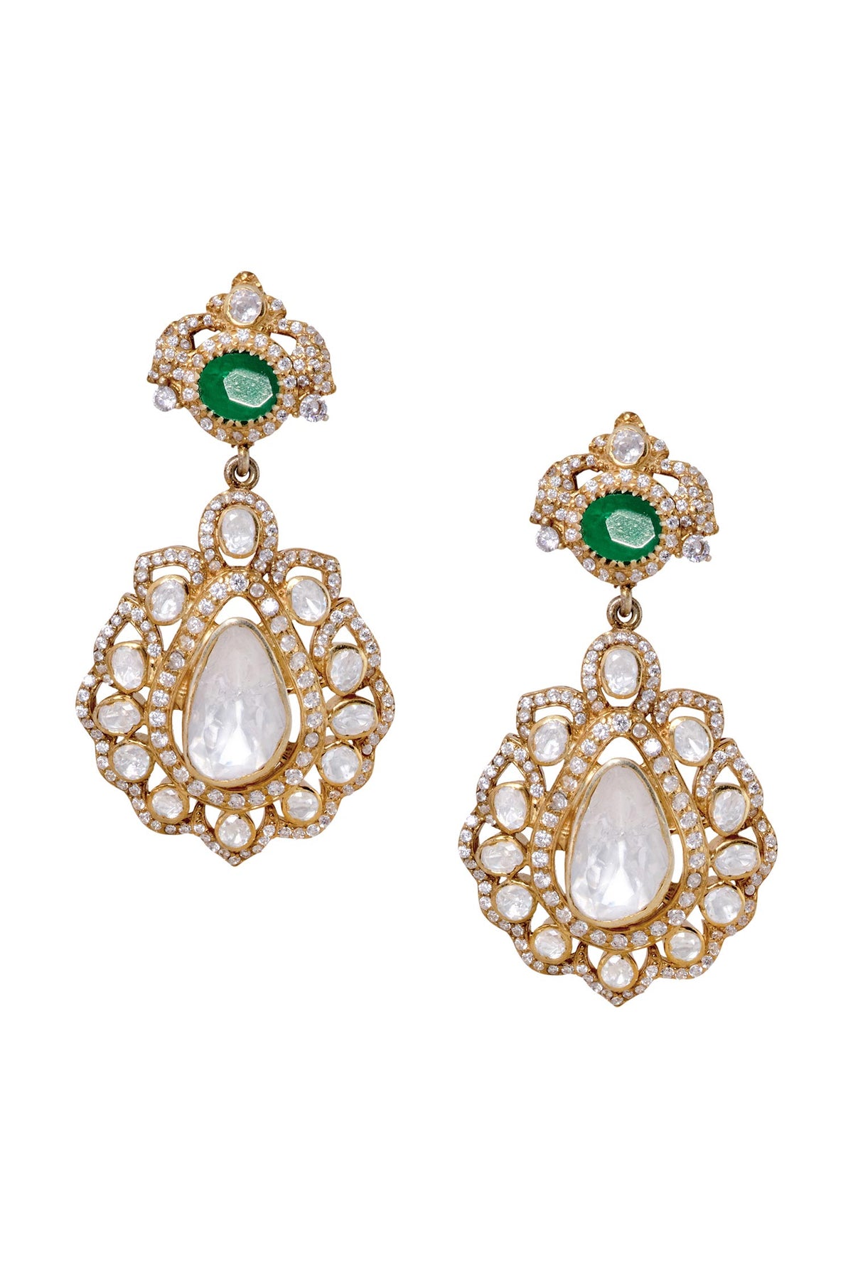 Farnoush Zircon & Emerald Drop Earrings 
