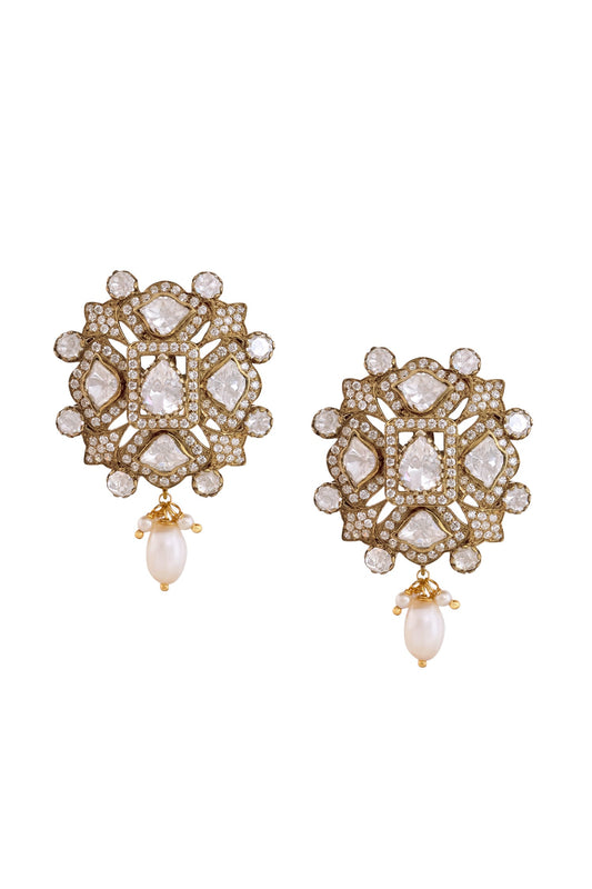 Nazanin Moissanite & Pearl Drop Earrings 