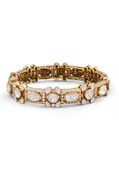 Rudabah Moissanite & Pearl Studded Bangle 