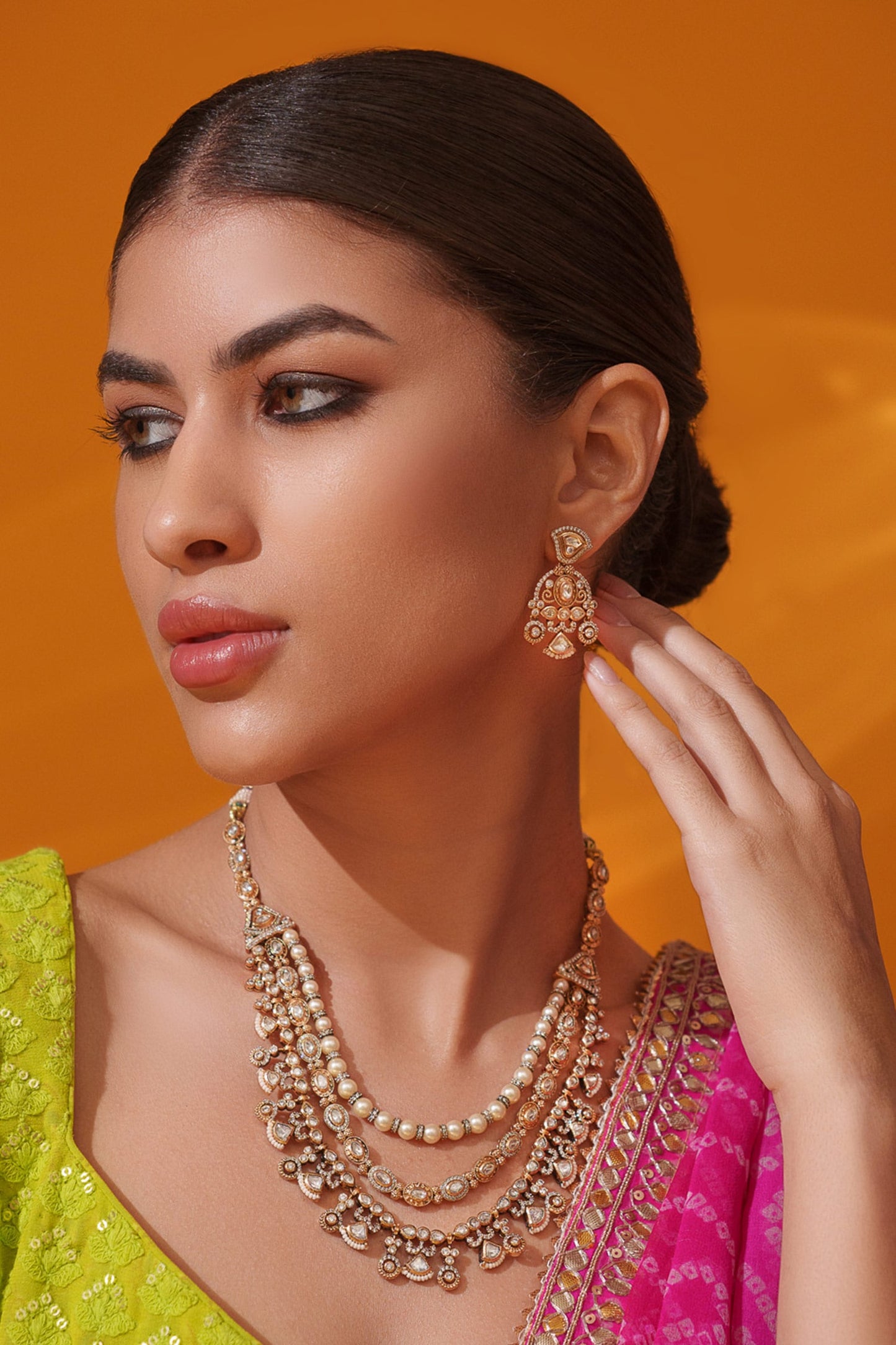 Layered Kundan Necklace Set 