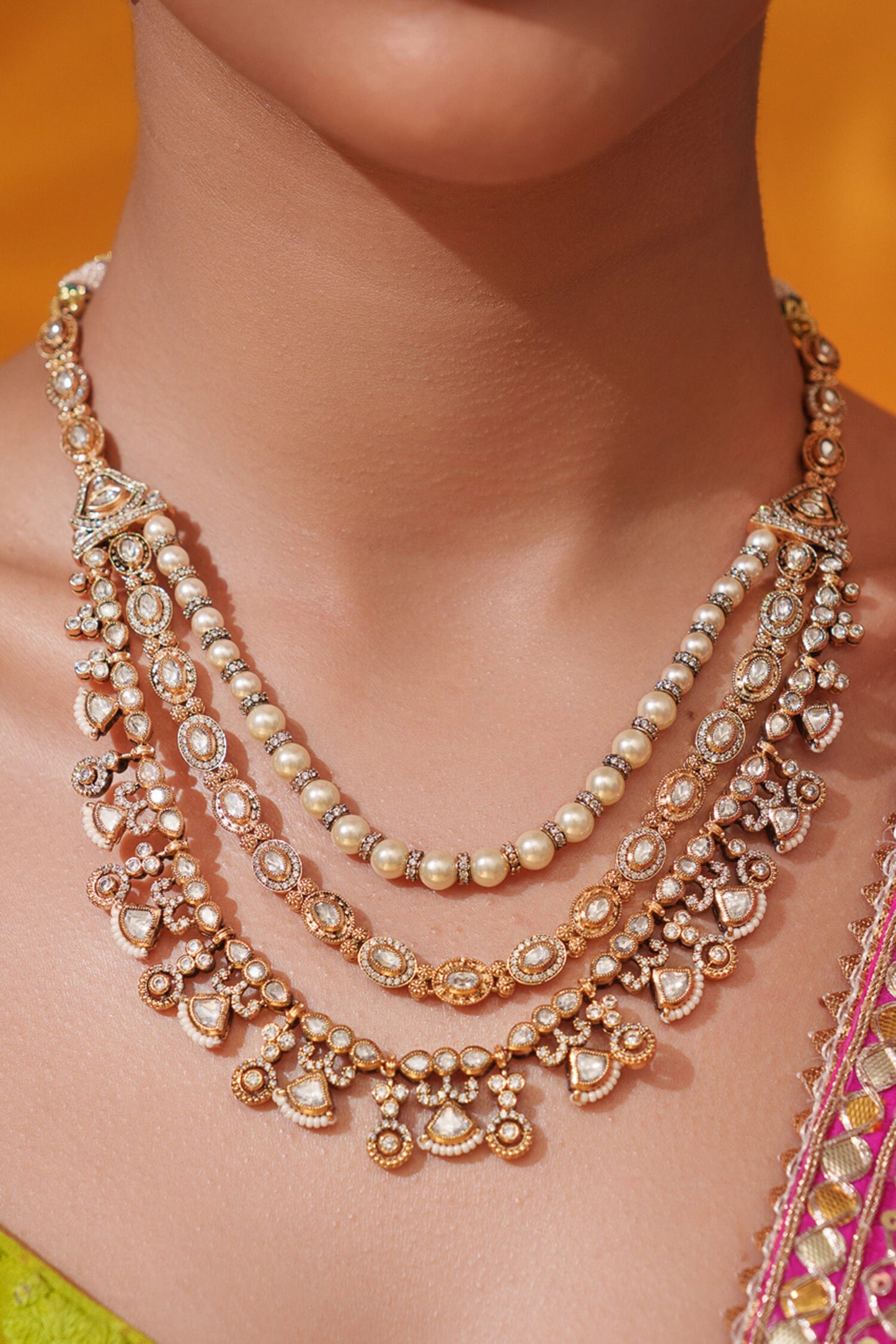 Layered Kundan Necklace Set 