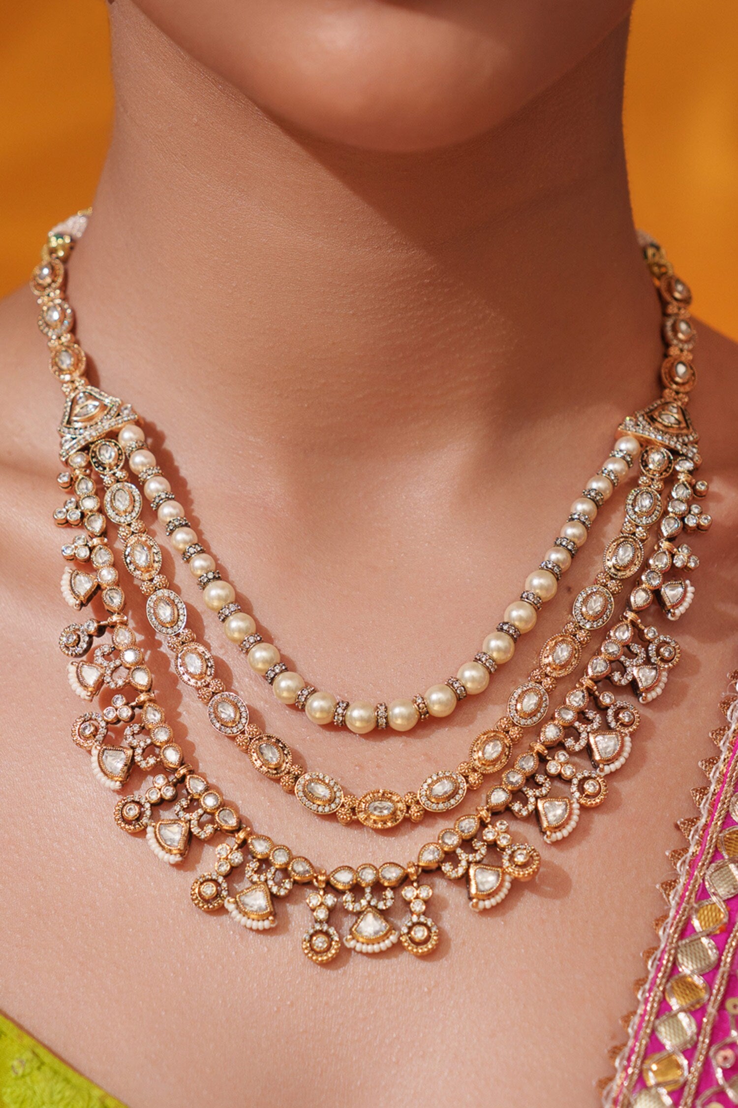 Layered Kundan Necklace Set 