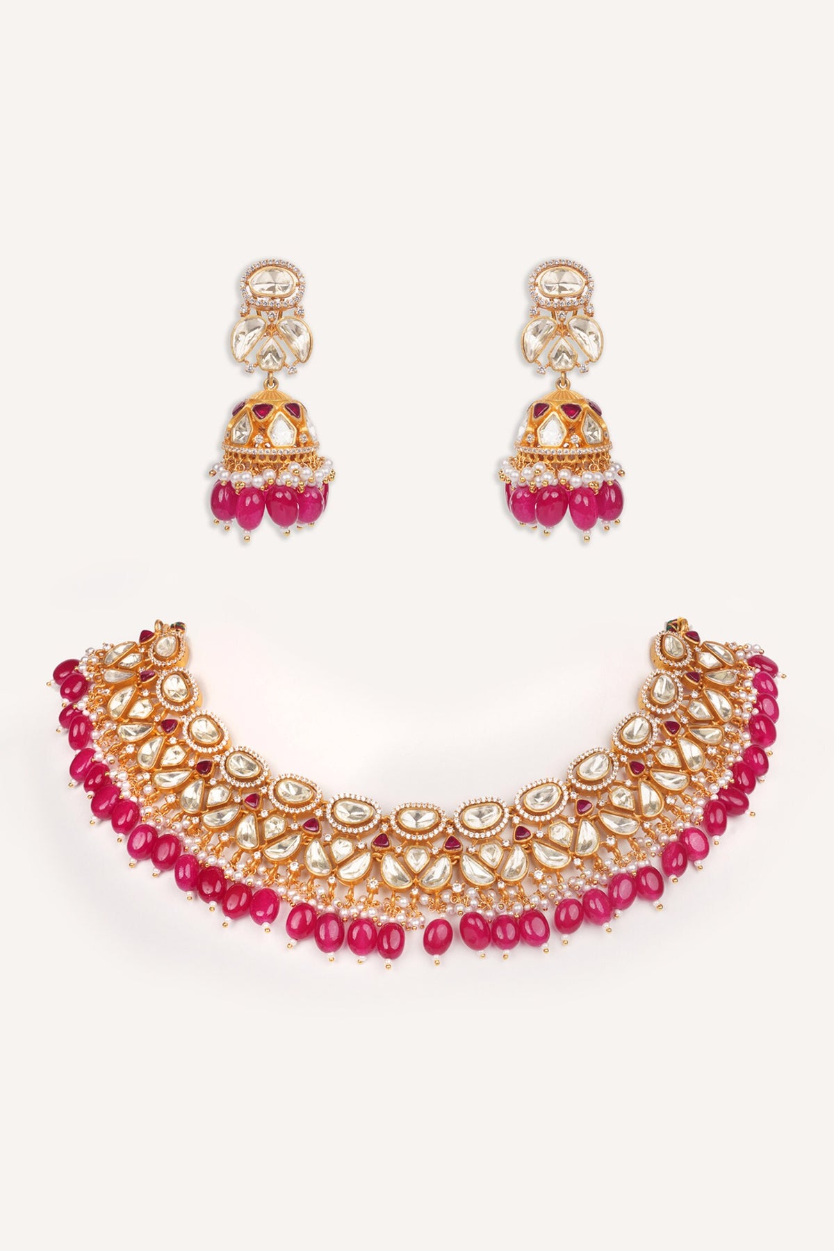 Red Stone Drop Necklace Set 