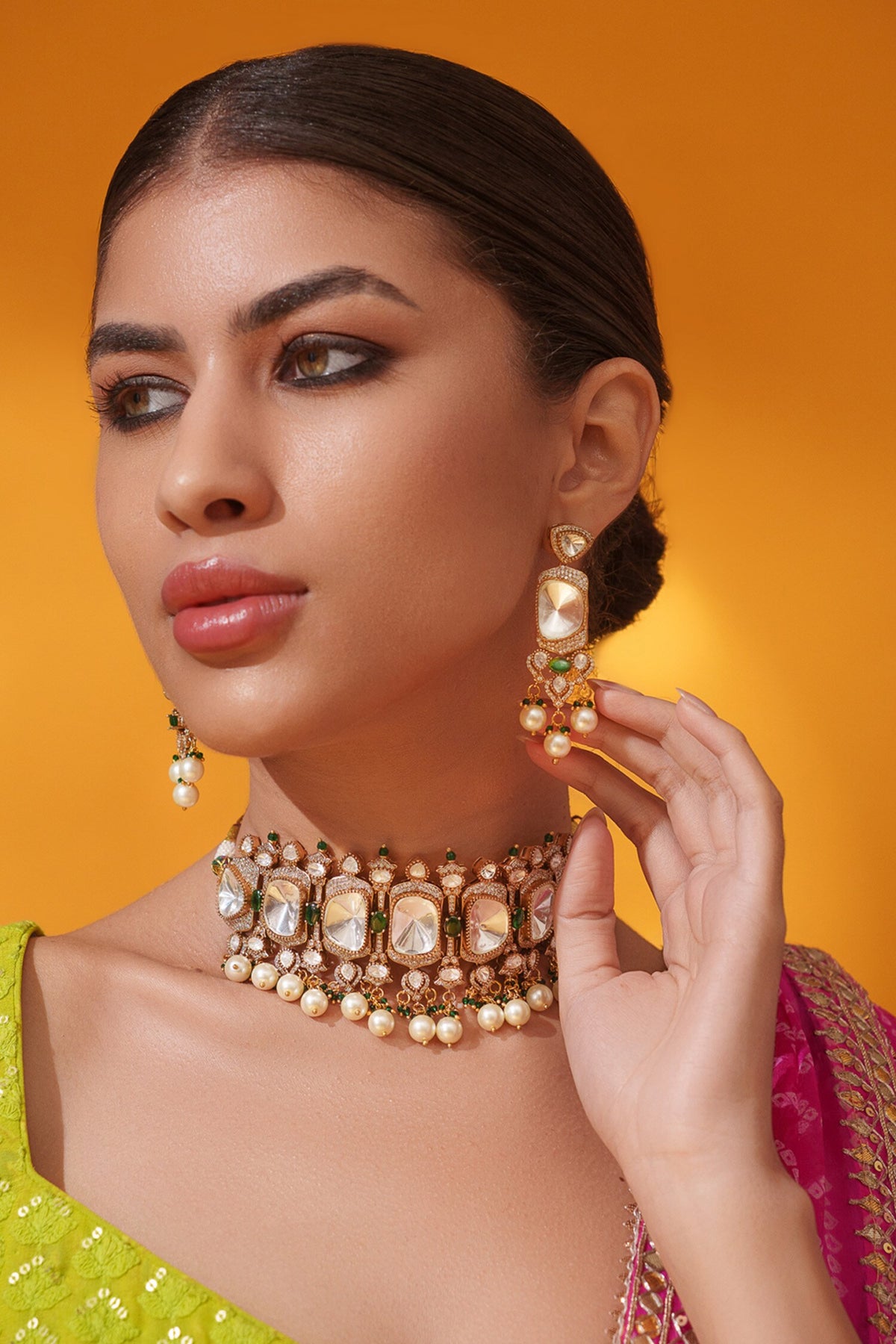 Kundan & Polki Necklace Set 