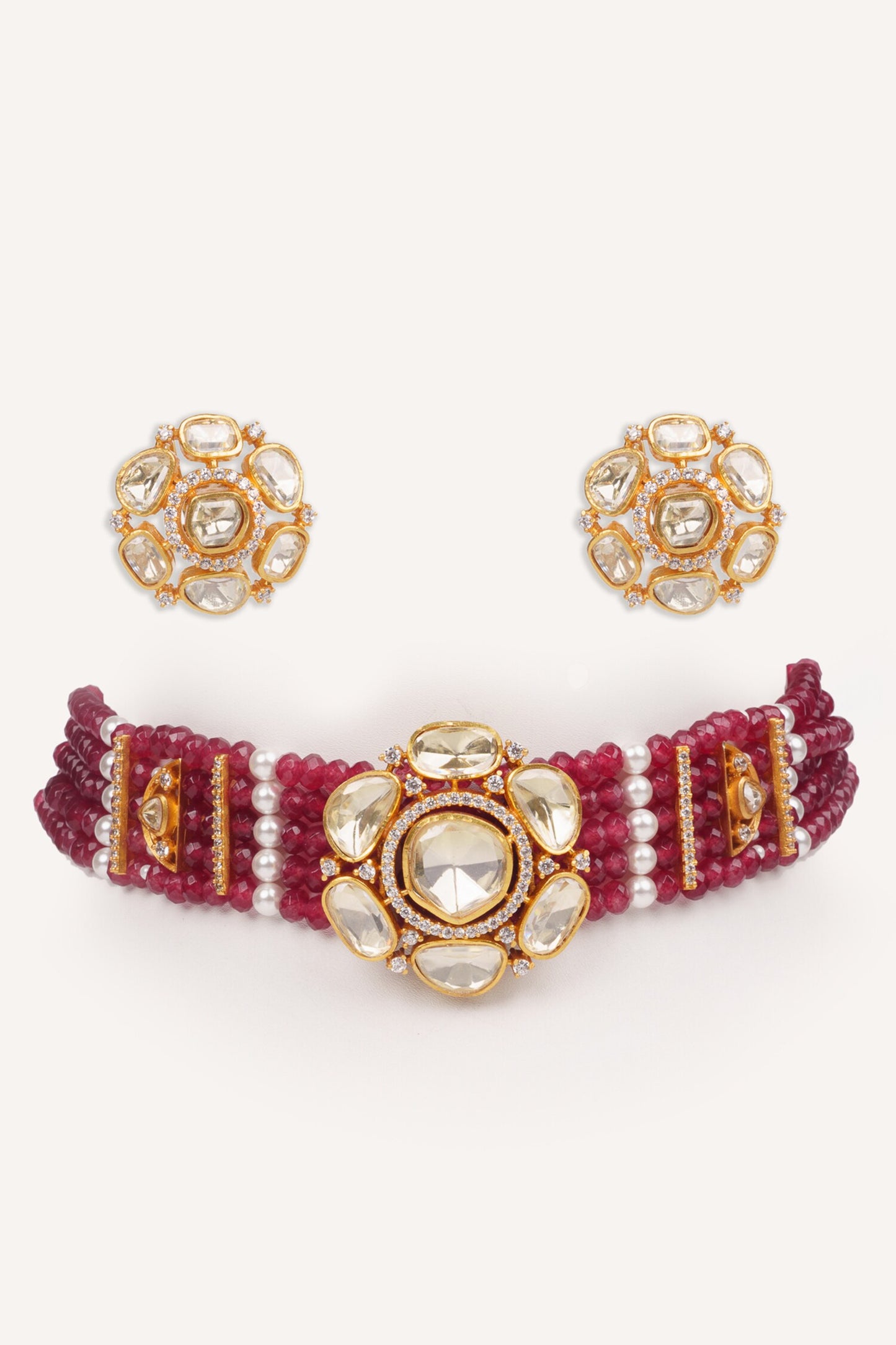 Red Beaded Choker Set 