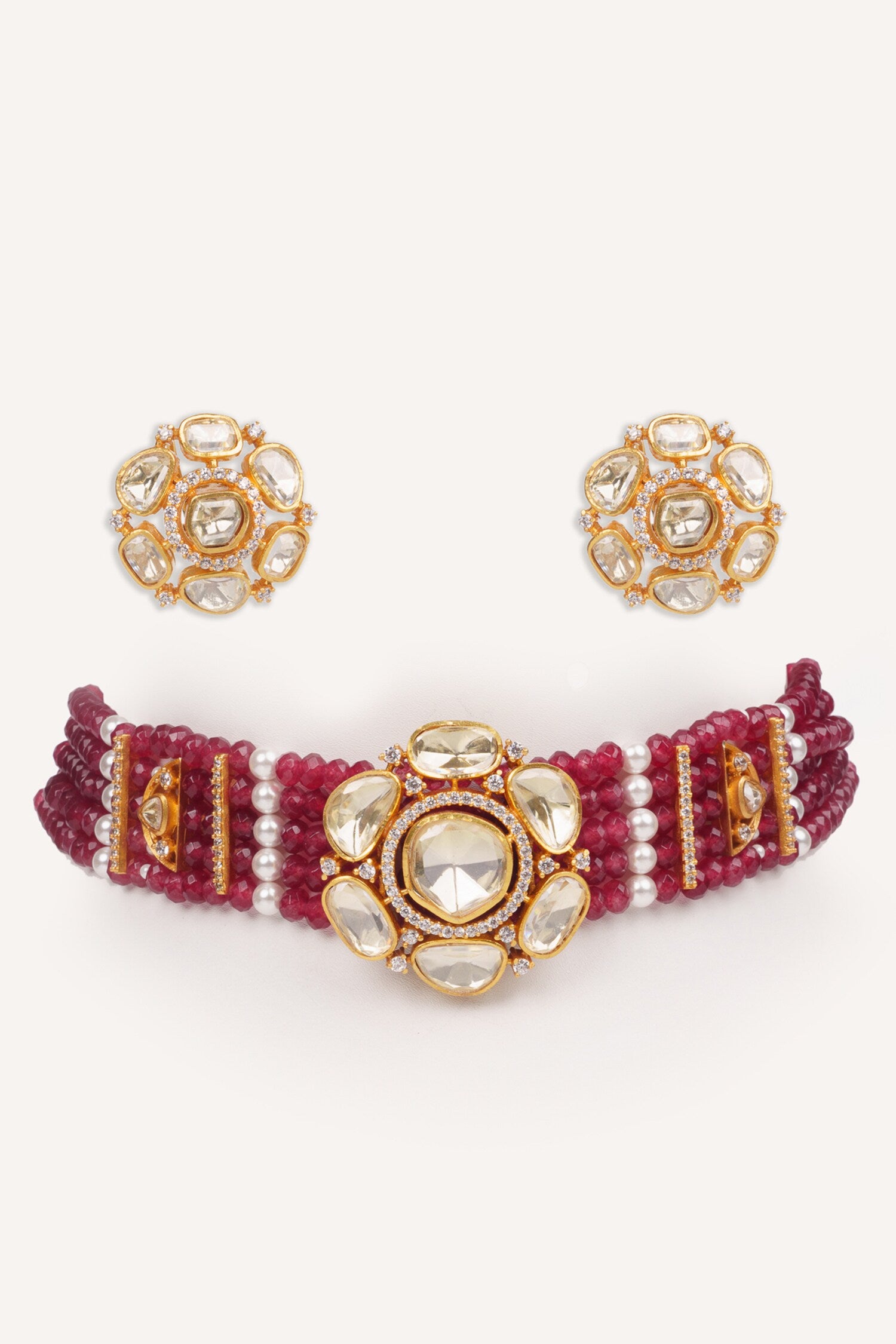 Red Beaded Choker Set 