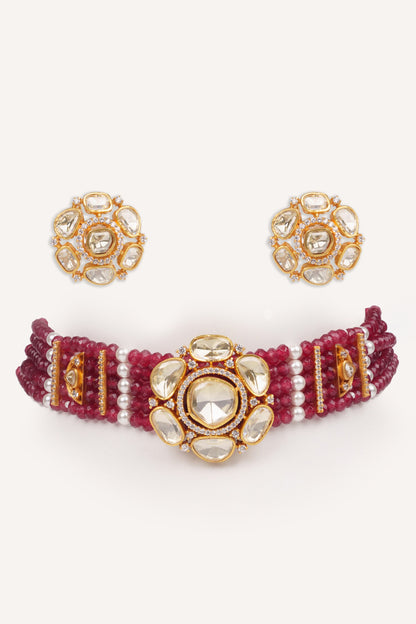 Red Beaded Choker Set 