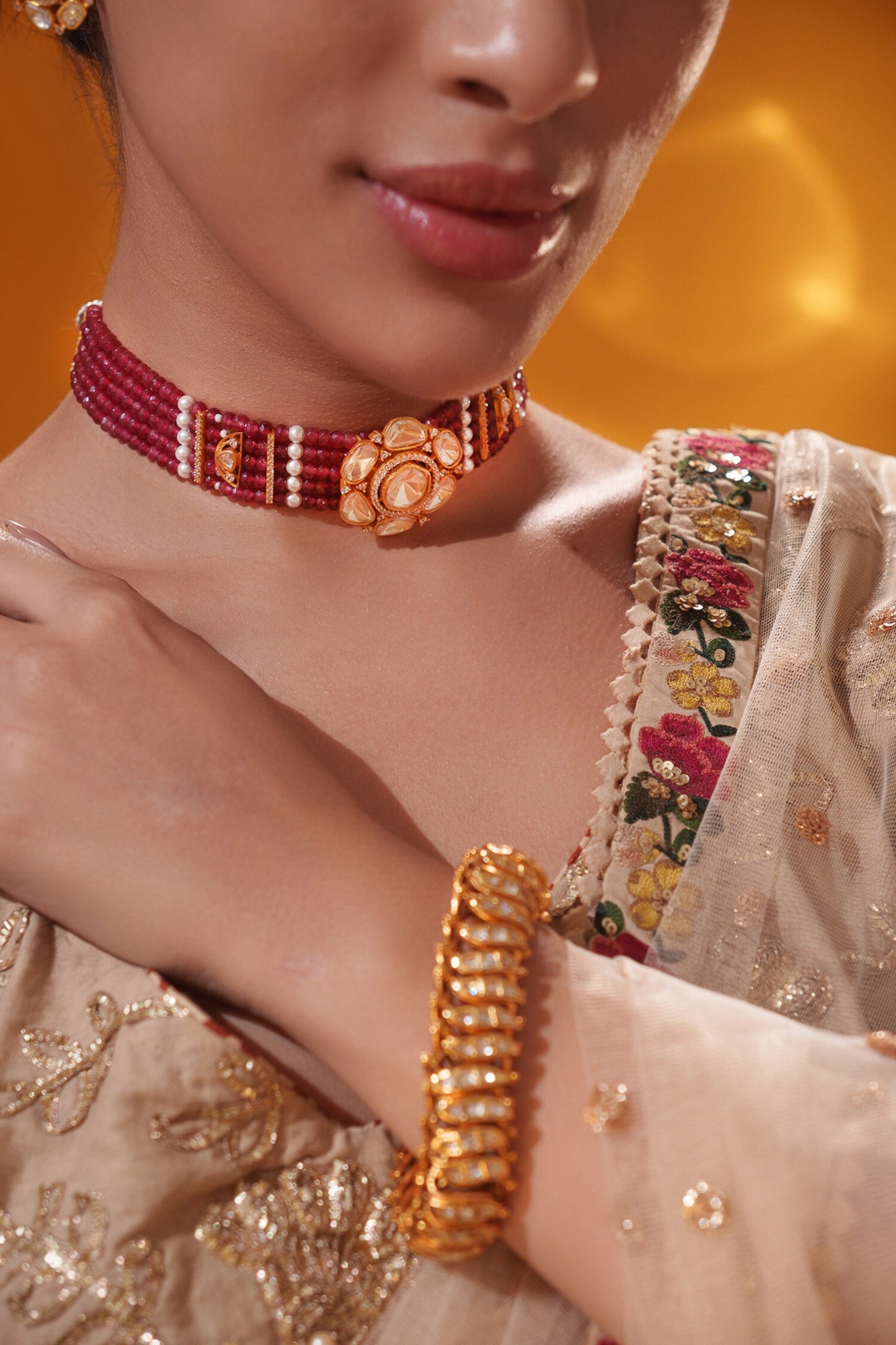 Red Beaded Choker Set 