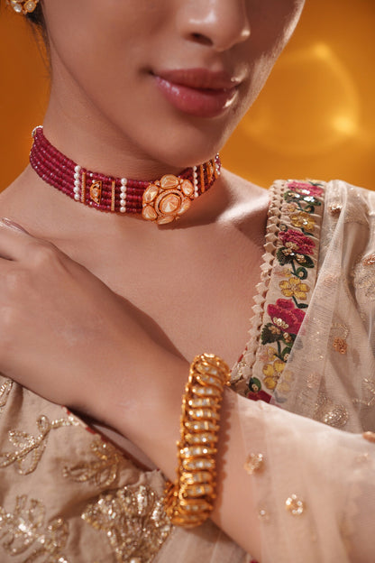 Red Beaded Choker Set 