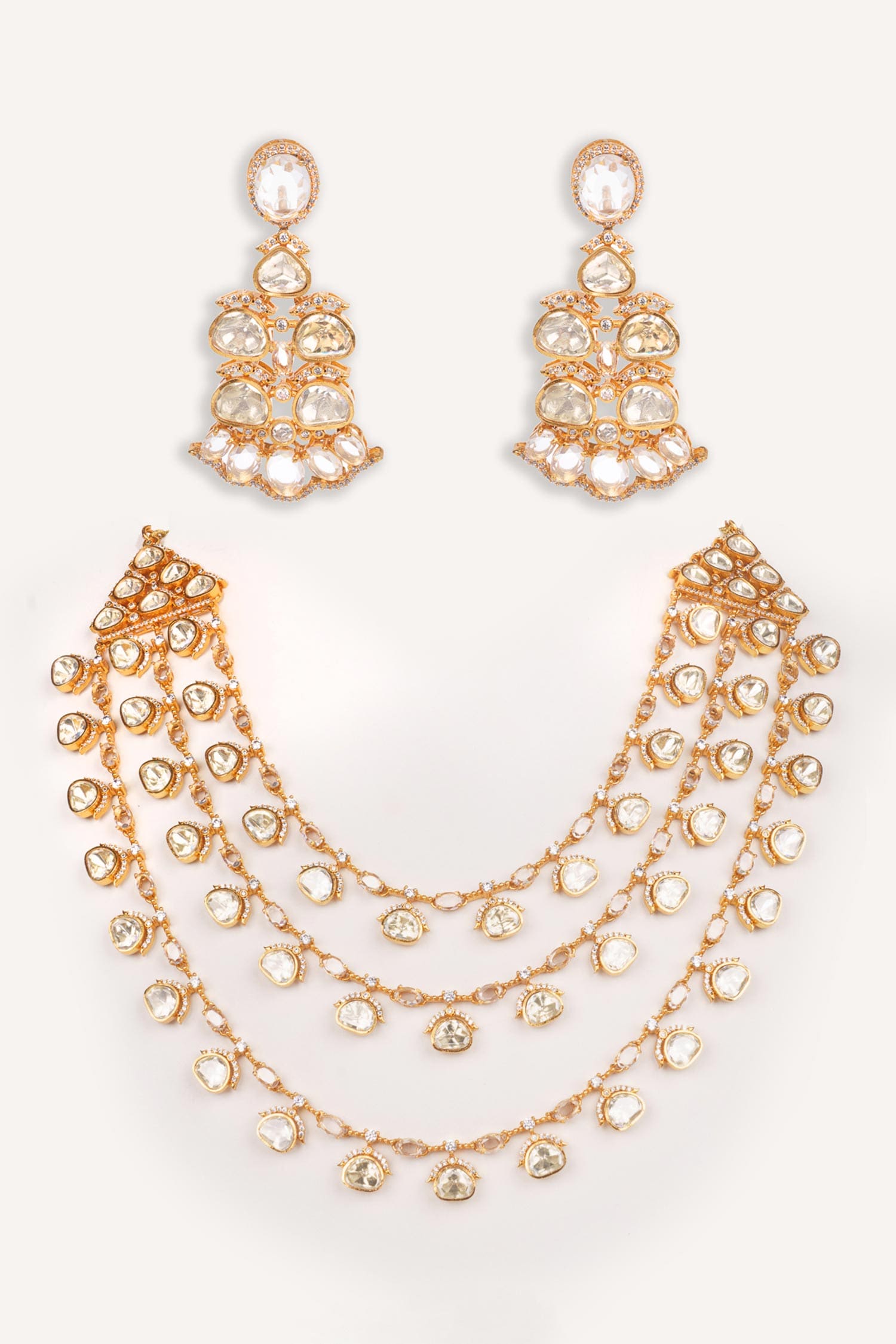 Layered Necklace With Earrings 