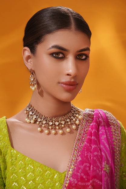 Polki Studded Necklace Set 
