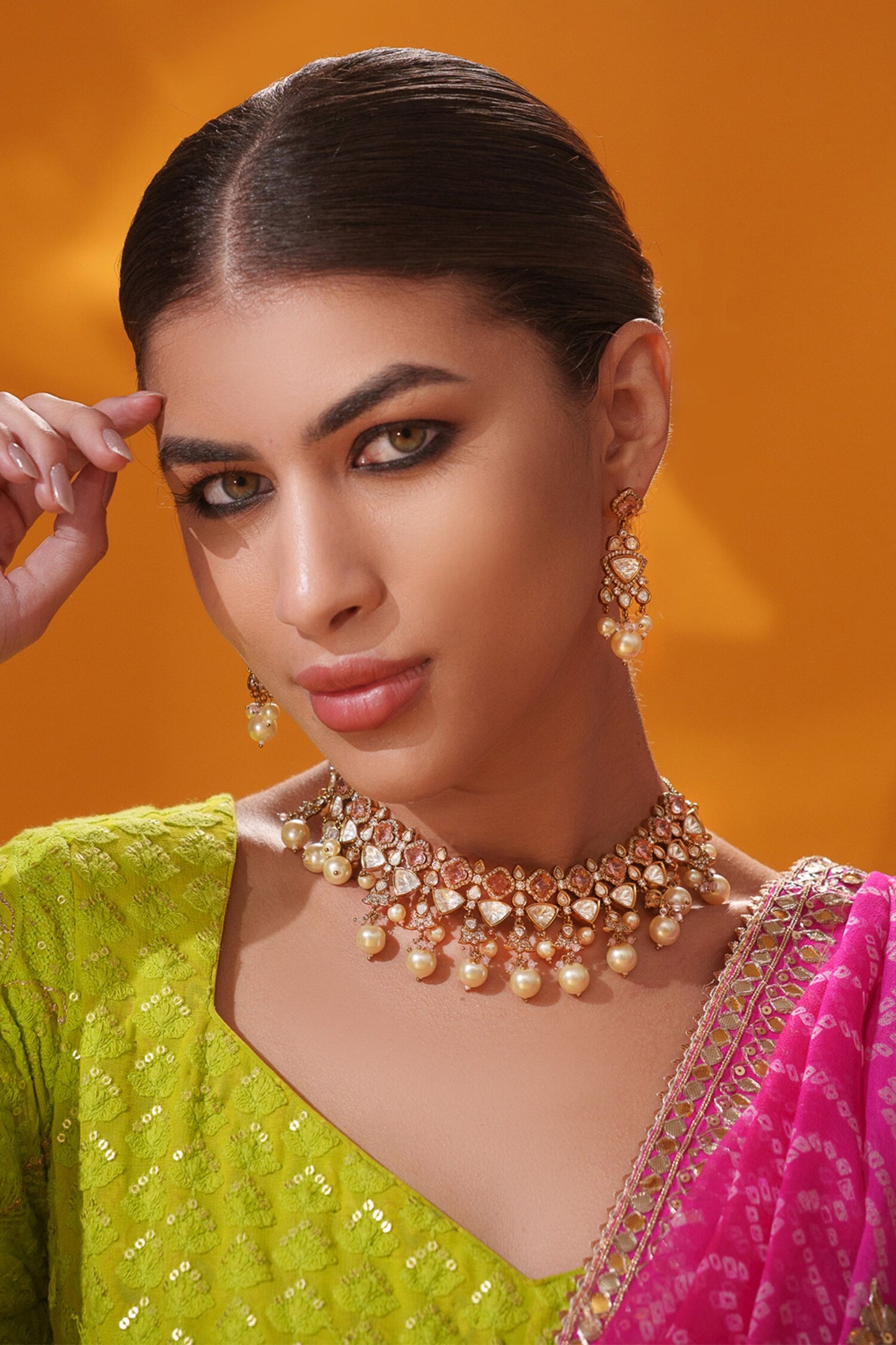 Polki Studded Necklace Set 