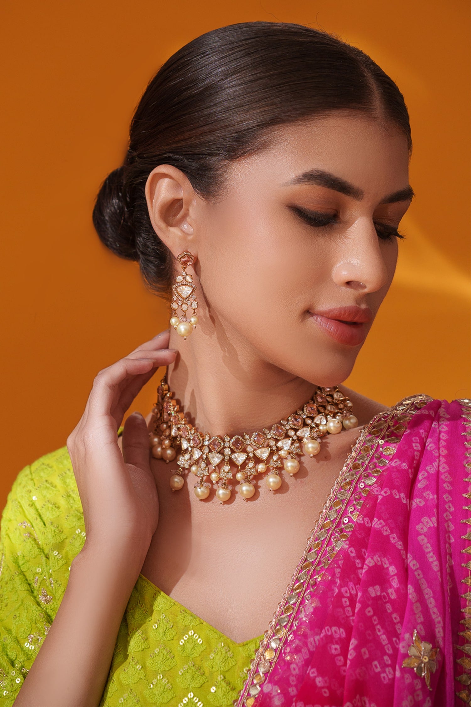 Polki Studded Necklace Set 