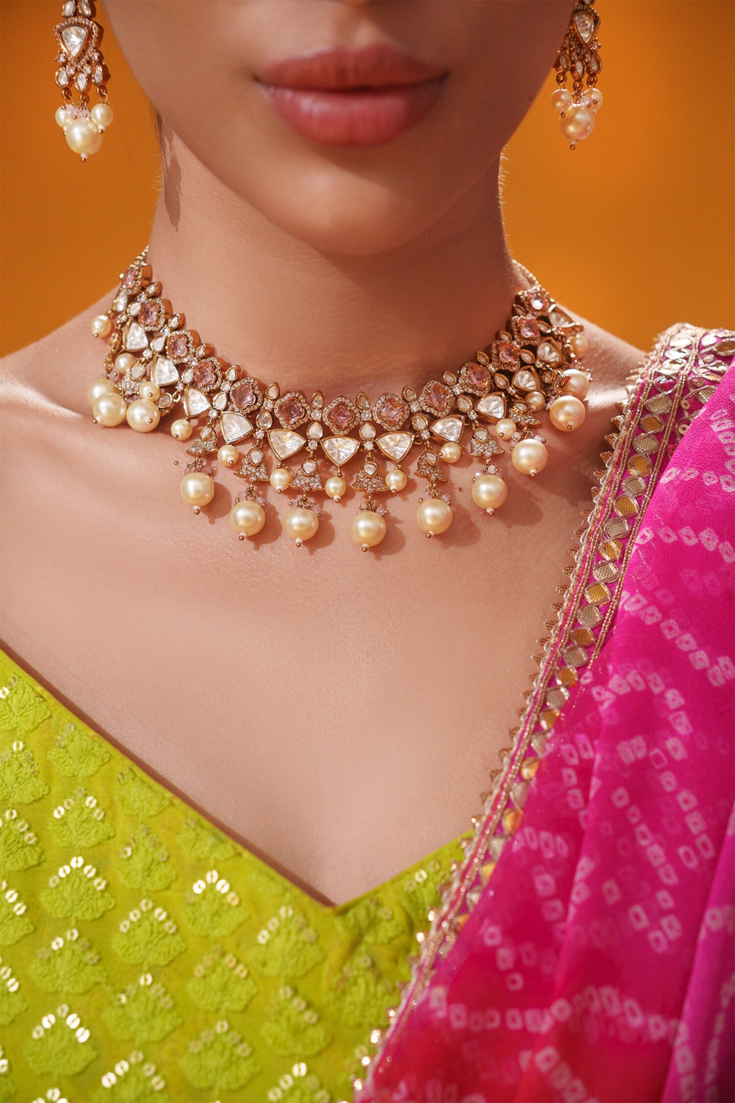 Polki Studded Necklace Set 