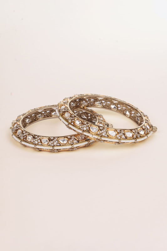Kundan & Polki Studded Bangles - Set of 2 