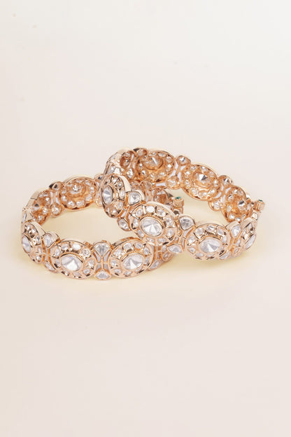 Kundan & Polki Studded Bangles - Set of 2 