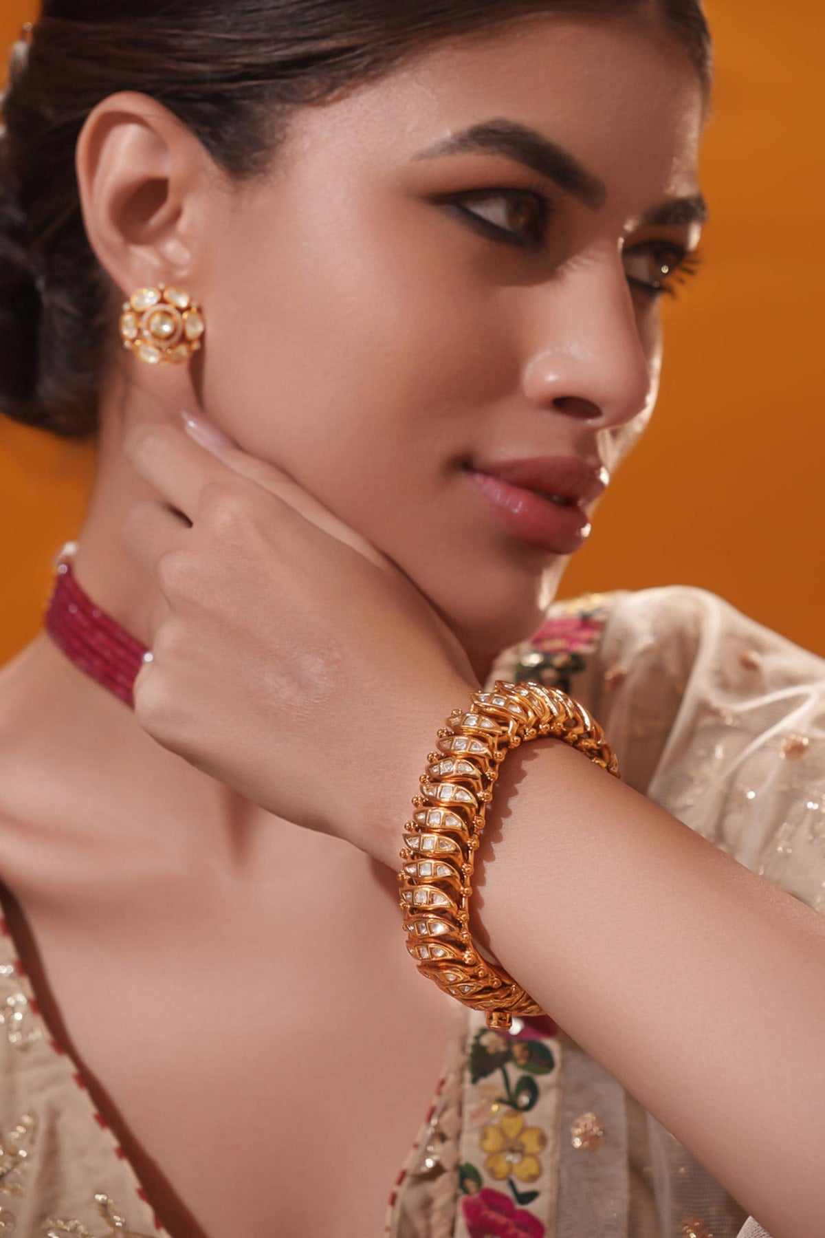 Polki & Kundan Stone Studded Bracelet 
