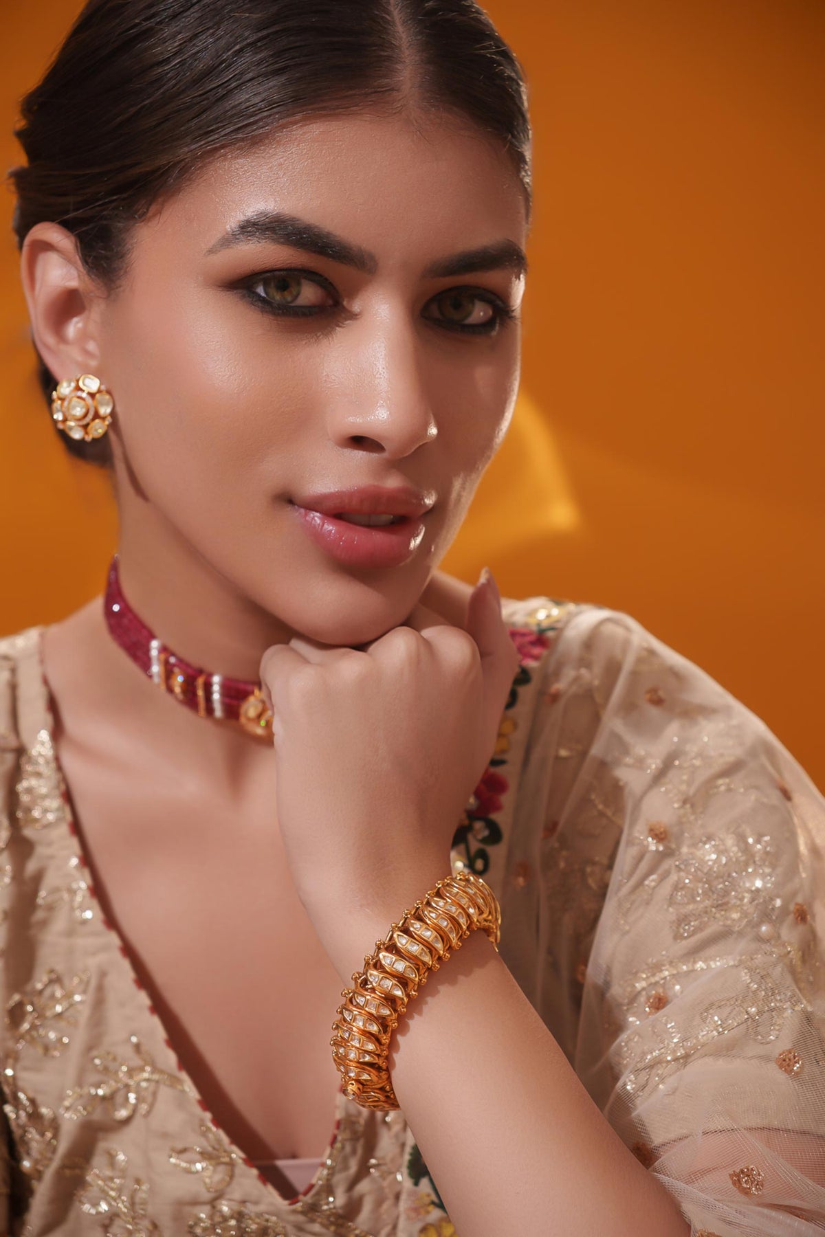 Polki & Kundan Stone Studded Bracelet 