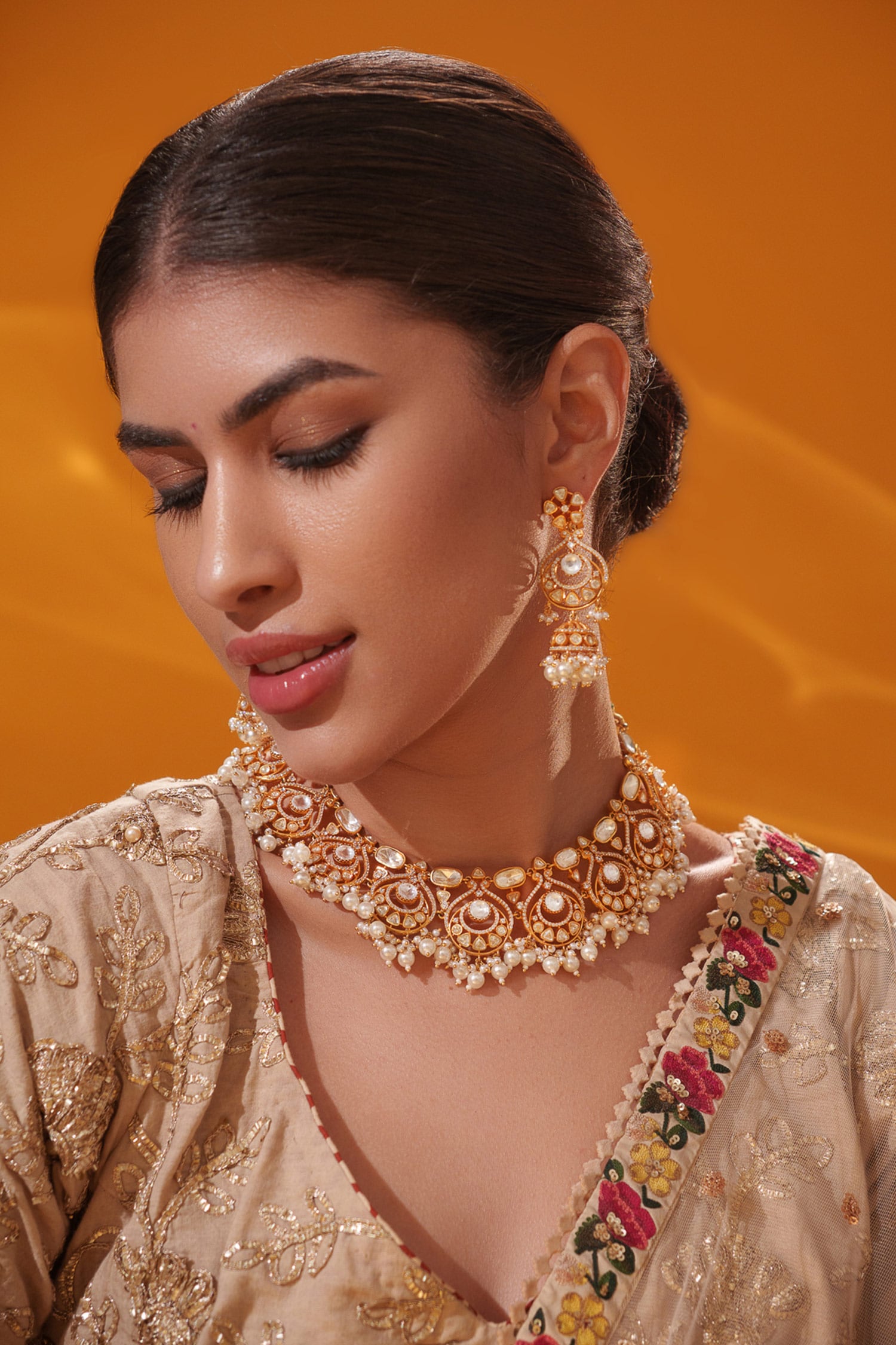 Cluster Bead Drop Necklace Set 