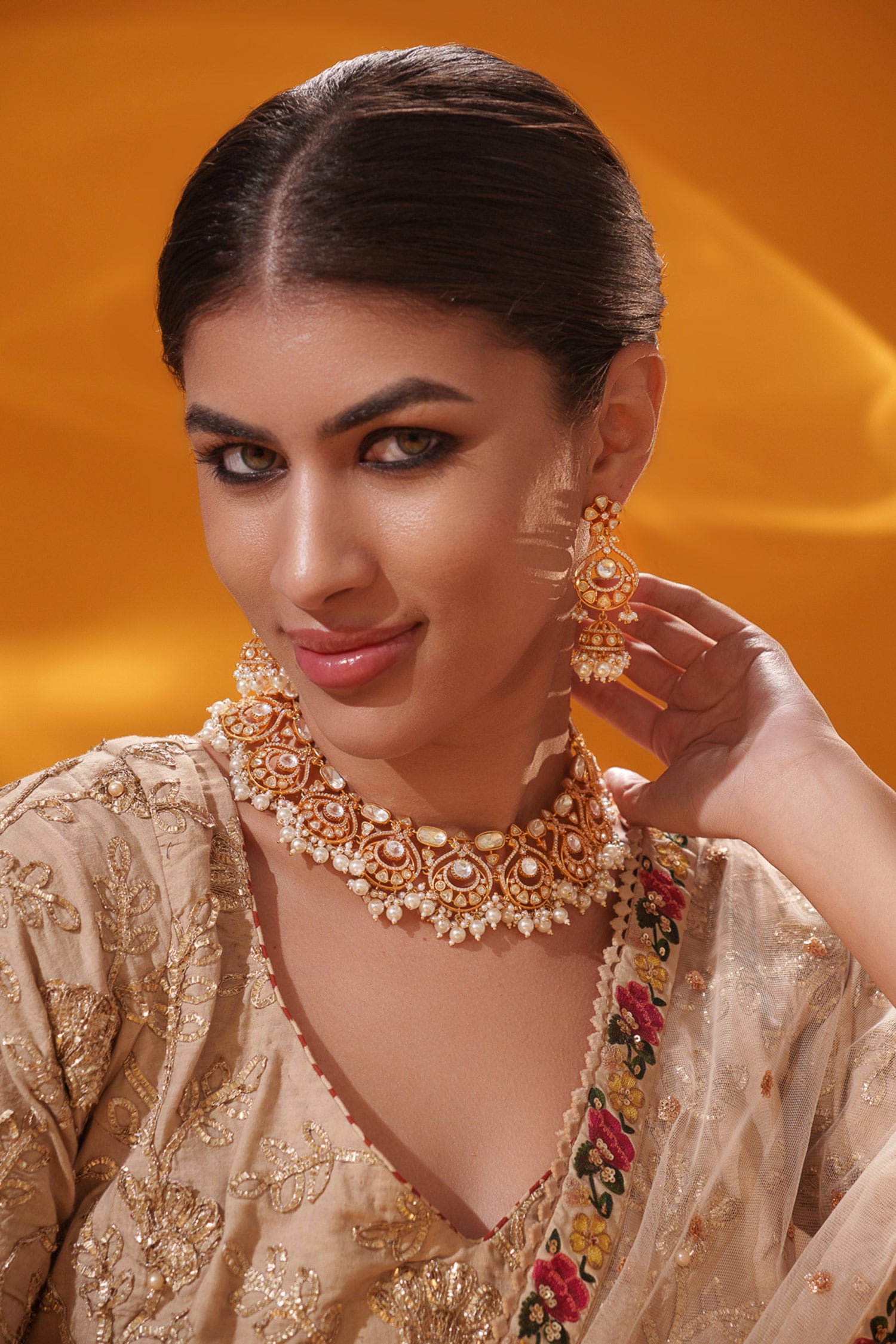 Cluster Bead Drop Necklace Set 