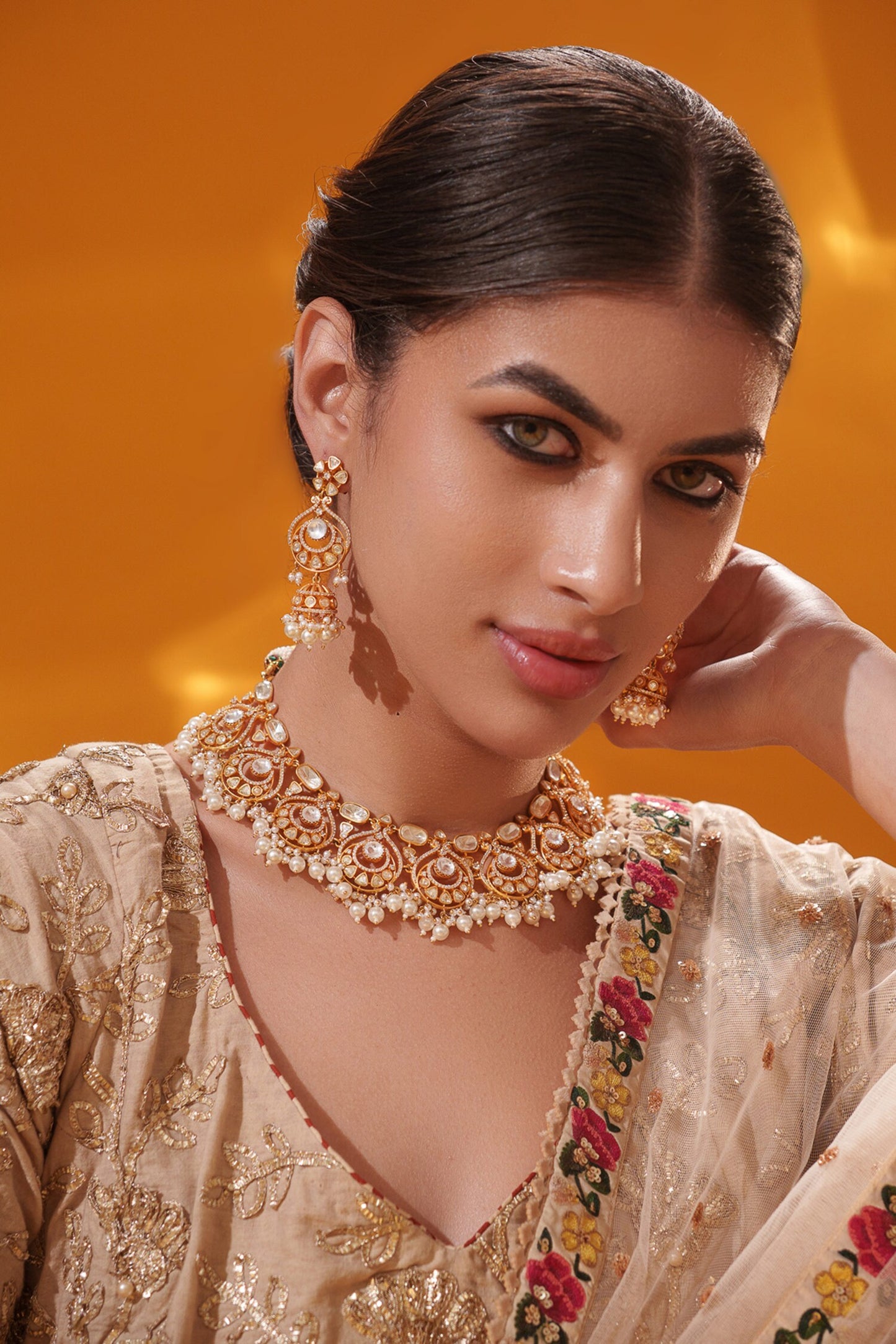 Cluster Bead Drop Necklace Set 