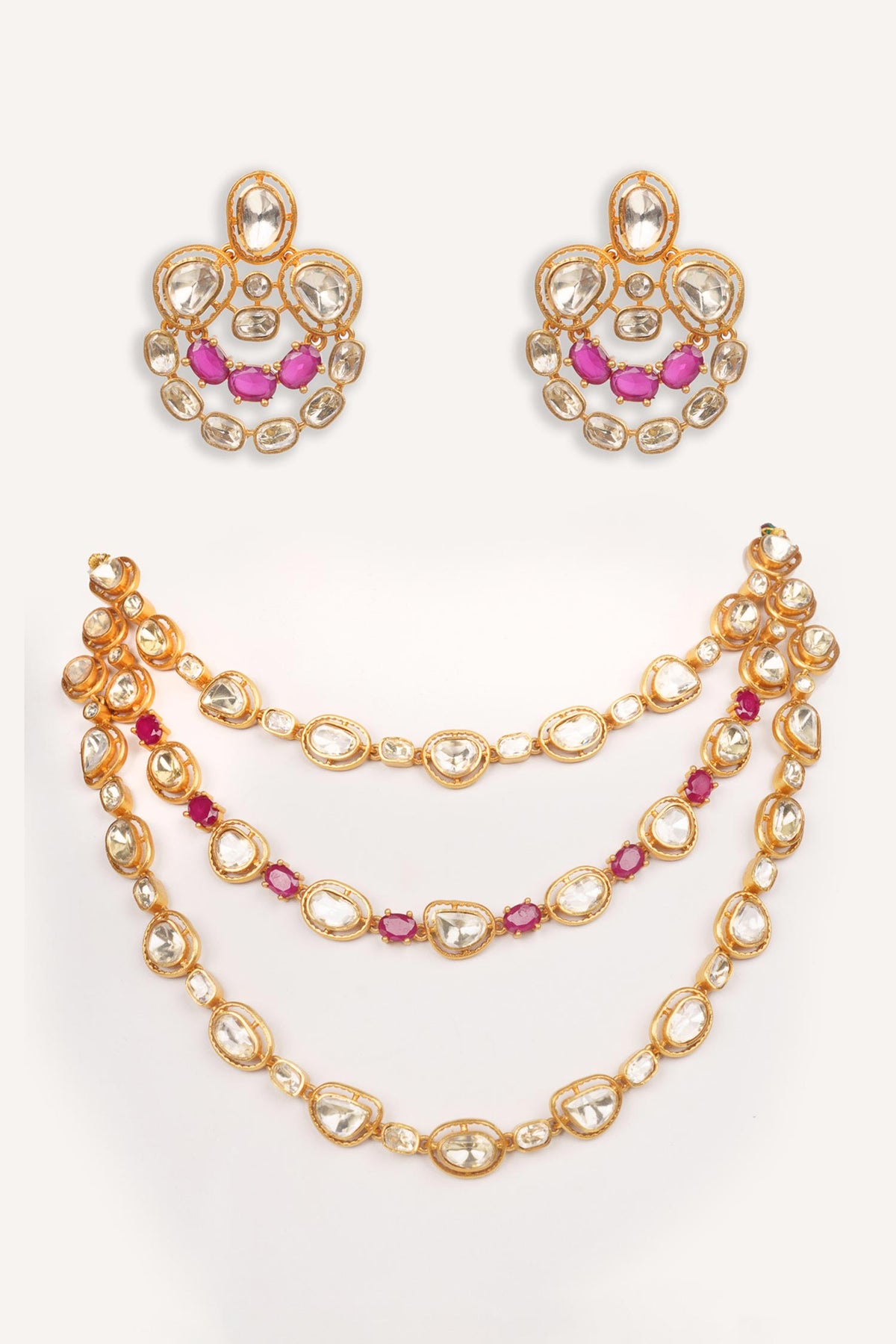 Layered Stone Embellished Necklace Set 
