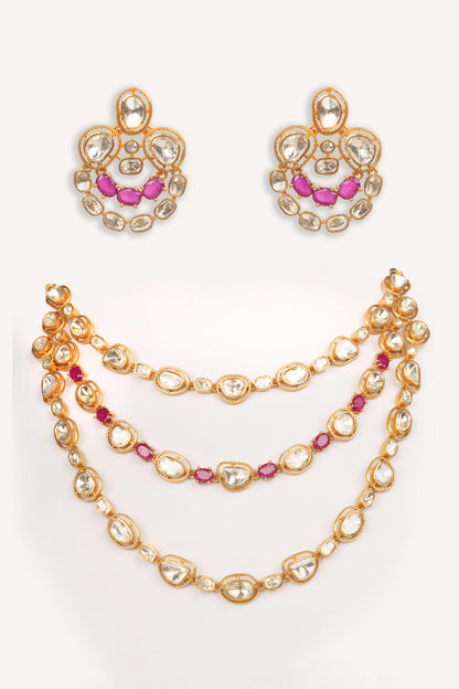 Layered Stone Embellished Necklace Set 
