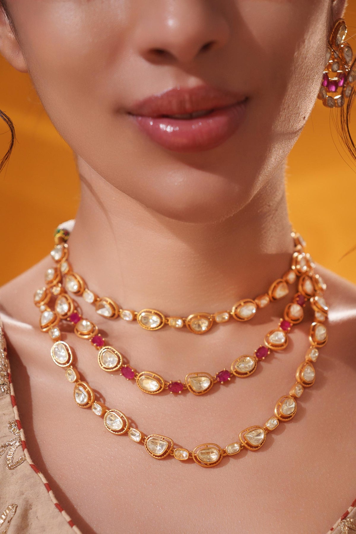Layered Stone Embellished Necklace Set 